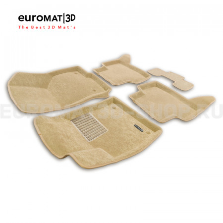 Текстильные 3D коврики Euromat3D Business в салон для Skoda Octavia A7 (2013-2020) № EMC3D-004507T Бежевые
