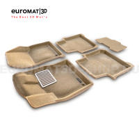 Текстильные 3D коврики Euromat3D Lux в салон для Skoda Kodiaq (2017-2024) № EM3D-004512T Бежевые