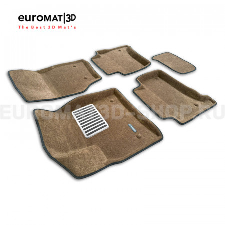 Текстильные 3D коврики Euromat3D Lux в салон для Porsche Cayenne (2002-2009) № EM3D-004100R Коричневые