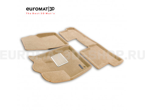 Текстильные 3D коврики Euromat3D Lux в салон для Citroen C5 Aircross (2018-) № EM3D-003907T Бежевые