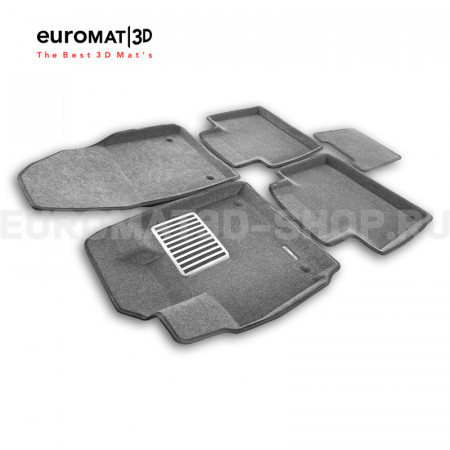 Текстильные 3D коврики Euromat3D Lux в салон для Exeed TXL (2019-) № EM3D-001423G Серые